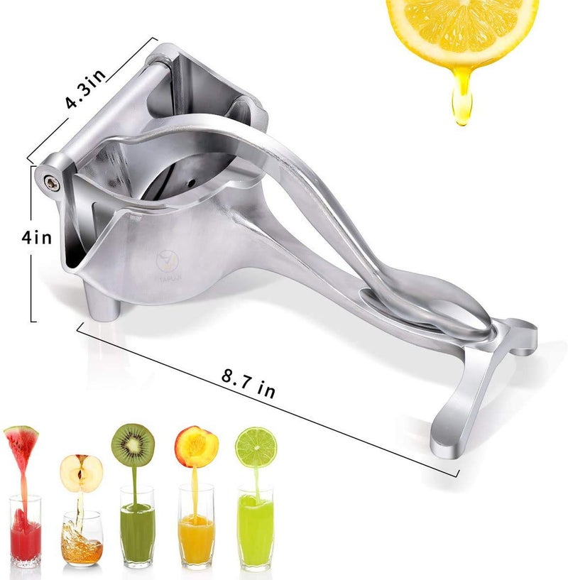 TAPUJI Manual Fruit Juicer Lemon Squeezer Aluminium Alloy Hand Squeezer Easy Use Heavy Duty Lemon Citrus Juicer Manual Fruit Press Squeezer Extractor Tool Silver - Image 2