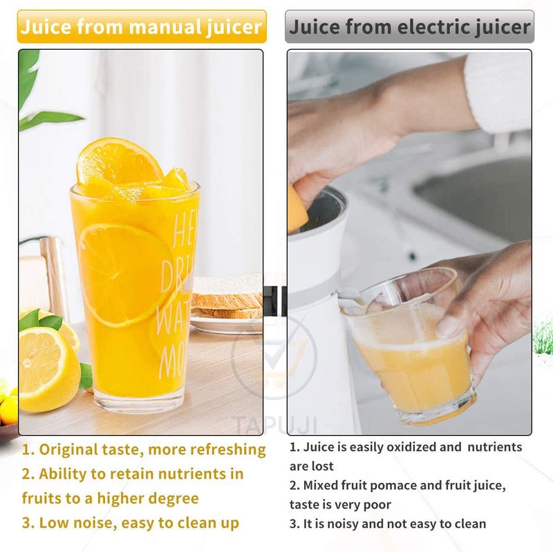 TAPUJI Manual Fruit Juicer Lemon Squeezer Aluminium Alloy Hand Squeezer Easy Use Heavy Duty Lemon Citrus Juicer Manual Fruit Press Squeezer Extractor Tool Silver - Image 5