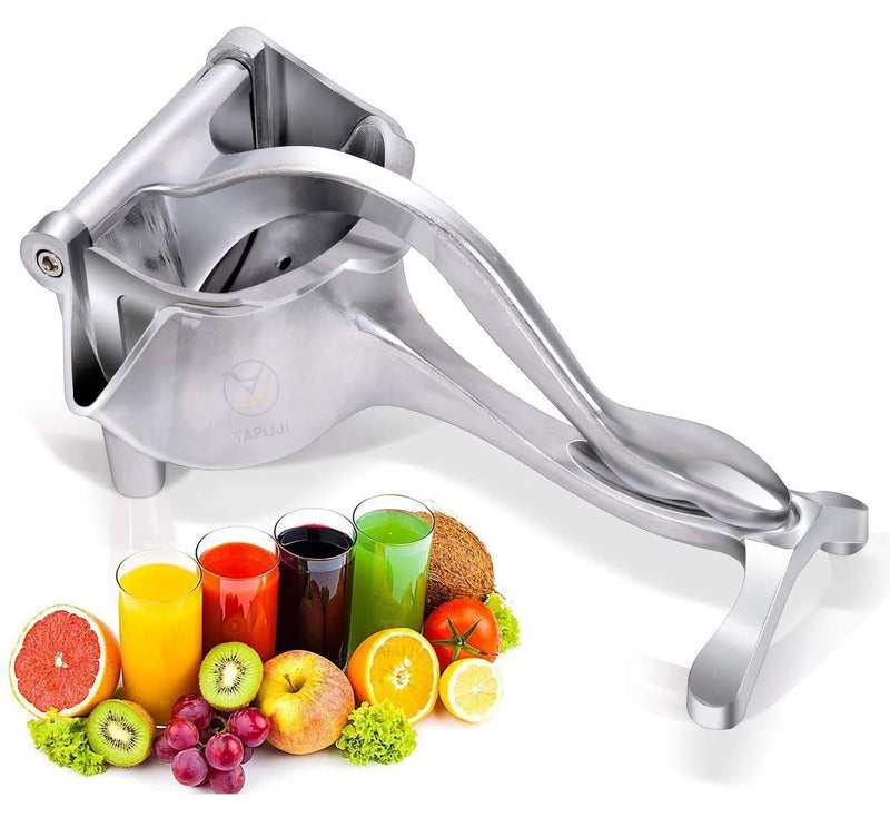 TAPUJI Manual Fruit Juicer Lemon Squeezer Aluminium Alloy Hand Squeezer Easy Use Heavy Duty Lemon Citrus Juicer Manual Fruit Press Squeezer Extractor Tool Silver - Image 1