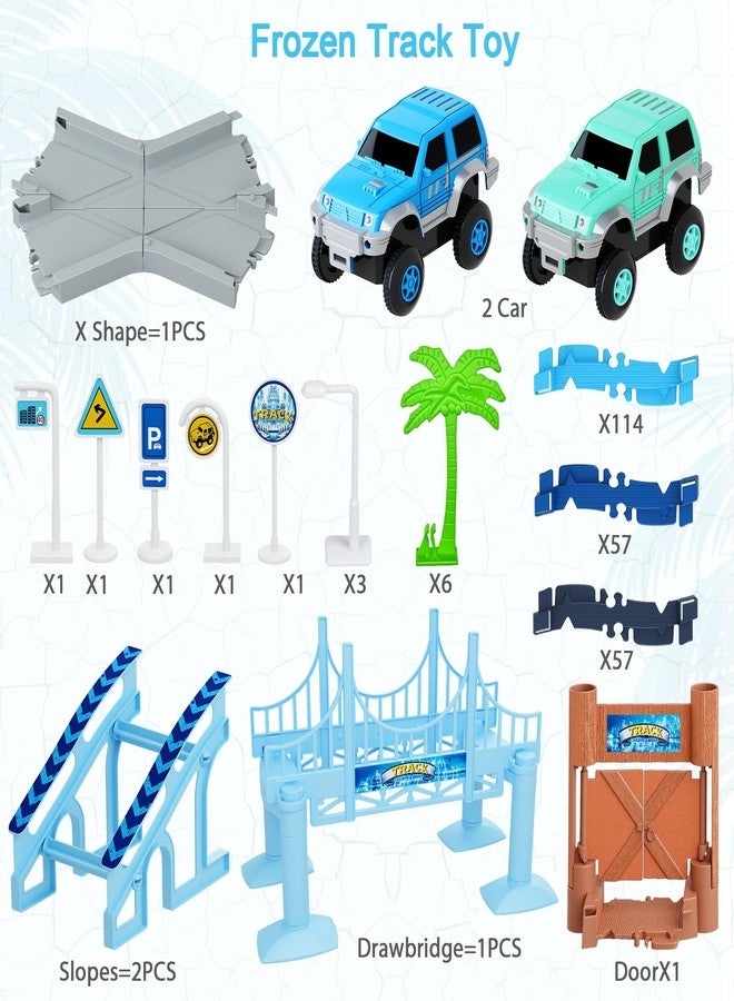 Toyk Track Car Toys, 269 PCS Racing Tracks Toy, Create A Frozen World Race Road, Flexible Tracks Playset & 2 PCS Cool Race Cars, Toddler Toys Birthday Gifts for Age 3 4 5 6 Year Old Boys Girls - Image 2