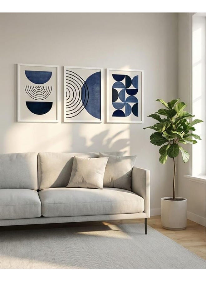 برواز جلاري مجموعة إطارات فنية تجريدية حديثة مكونة من 3 إطارات، كل إطار 40 × 30 سم (المجموع 40 × 90 سم) (إطار أبيض) - Image 2