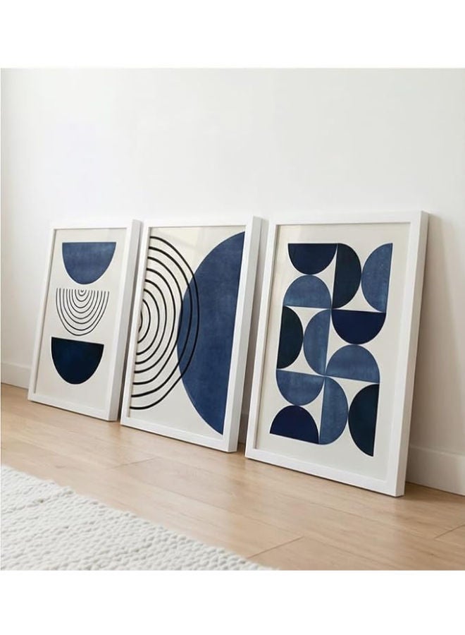 برواز جلاري مجموعة إطارات فنية تجريدية حديثة مكونة من 3 إطارات، كل إطار 40 × 30 سم (المجموع 40 × 90 سم) (إطار أبيض) - Image 1
