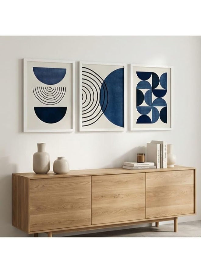 برواز جلاري مجموعة إطارات فنية تجريدية حديثة مكونة من 3 إطارات، كل إطار 40 × 30 سم (المجموع 40 × 90 سم) (إطار أبيض) - Image 3