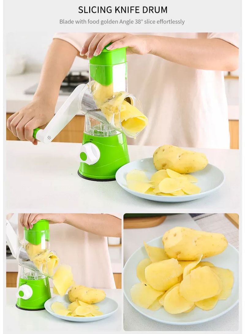 AGD Portable 3-in-1 Vegetable Slicer Set for Fruits, Vegetables, Cheese and Nuts / green - Image 2