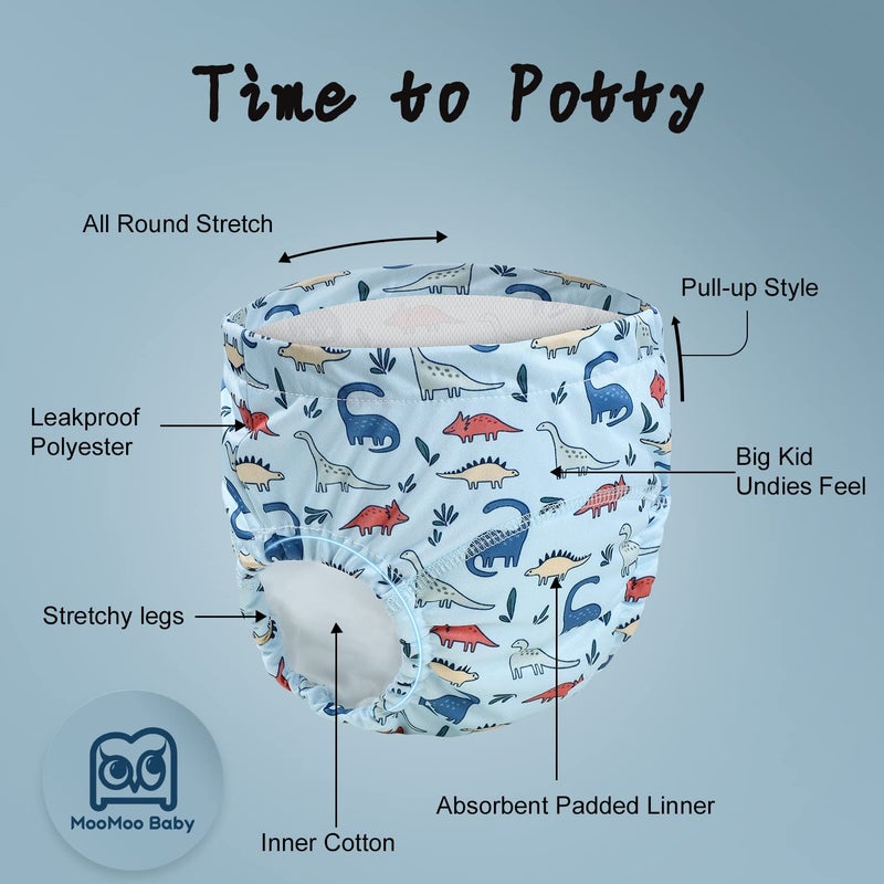 MooMoo Baby سروال تدريب بلاستيكي للأطفال MooMoo مقاوم للتسرب لتدريب الحمام للأولاد والبنات - Image 5