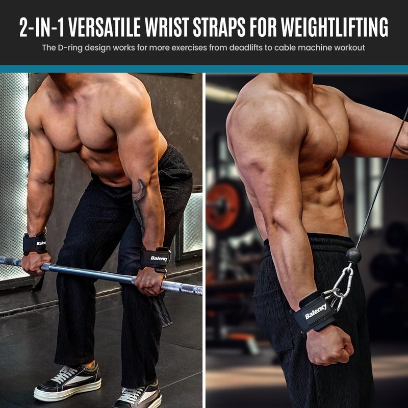 Balency Weight Lifting Straps With D Rings, Padded Lifting Wrist Straps for Weightlifting, Non-Slip Gym Straps for Deadlift, Powerlifting, Cable Machine Workout, Lifting Strap for Gym Strength Training - Image 2