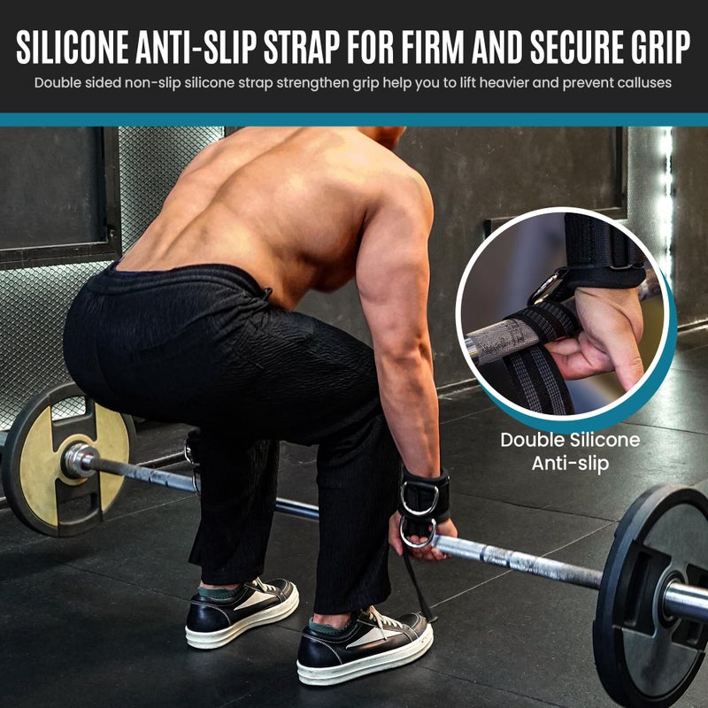 Balency Weight Lifting Straps With D Rings, Padded Lifting Wrist Straps for Weightlifting, Non-Slip Gym Straps for Deadlift, Powerlifting, Cable Machine Workout, Lifting Strap for Gym Strength Training - Image 4