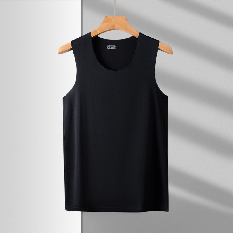 general Men's Ice Silk V-Neck Vest Sleeveless Body Sculpting Fit Summer Slim - Image 1