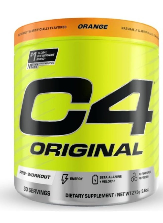 CELLUCOR C4 Original Pre Workout Powder with Zero Sugar, Beta-Alanine, Vitamin C, for Energy, Focus & Performance, Orange Burst Flavor – 30 Servings - Image 1