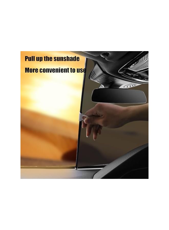 The Bros ستارة شمسية قابلة للسحب لزجاج السيارة الأمامي، ستارة رولر للنافذة الأمامية، واقي شمس مضاد للأشعة فوق البنفسجية، مصراع خلفي لمعظم المركبات - Image 3