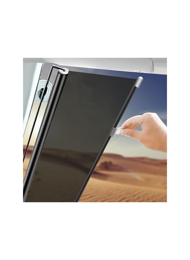 The Bros ستارة شمسية قابلة للسحب لزجاج السيارة الأمامي، ستارة رولر للنافذة الأمامية، واقي شمس مضاد للأشعة فوق البنفسجية، مصراع خلفي لمعظم المركبات - Image 2