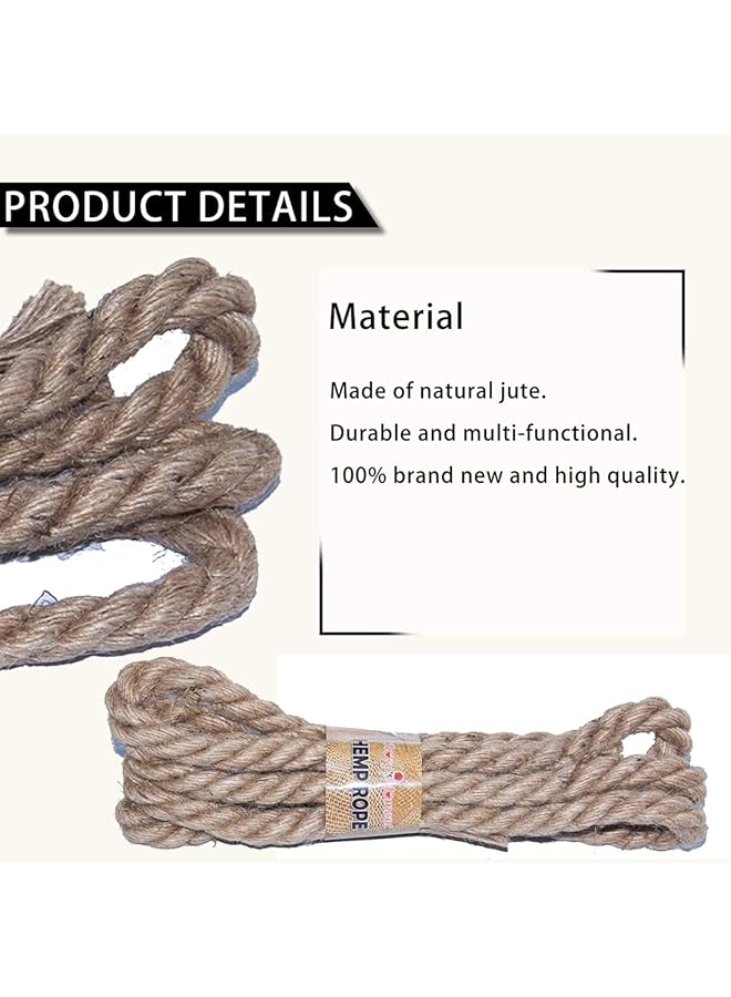 erorex Natural Jute Twine Hemp Rope 12Mm X 2Meter 3Ply Durable Jute Twine Heavy Duty For Crafts Brown Jr4907 - Image 2