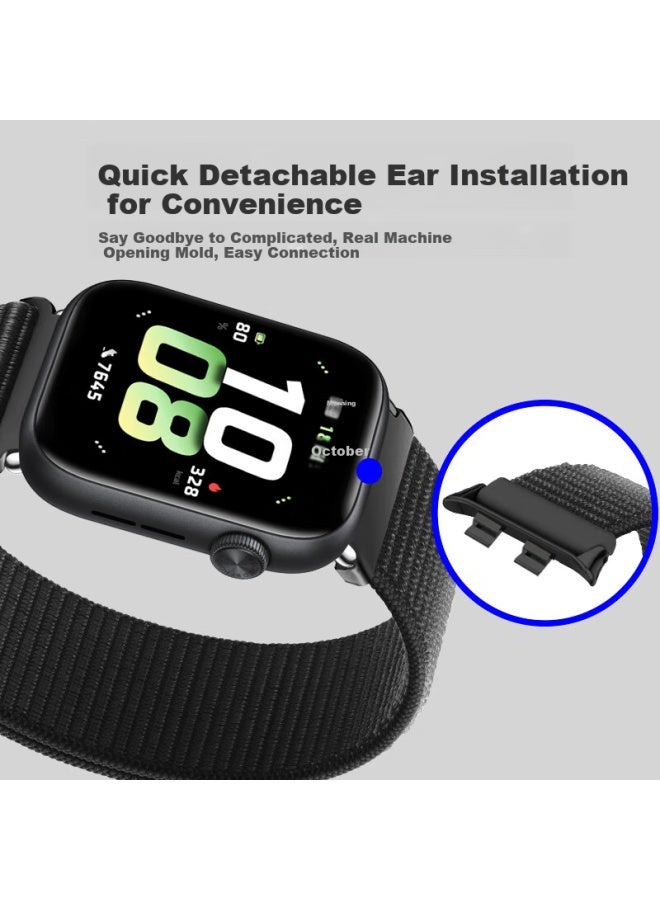 Freeson Compatible With Honor Watch 5 Watch Strap, Smart Watch Loop Nylon Braided Velcro Strap Breathable Replacement Wristband 22mm Interface Black - Image 2