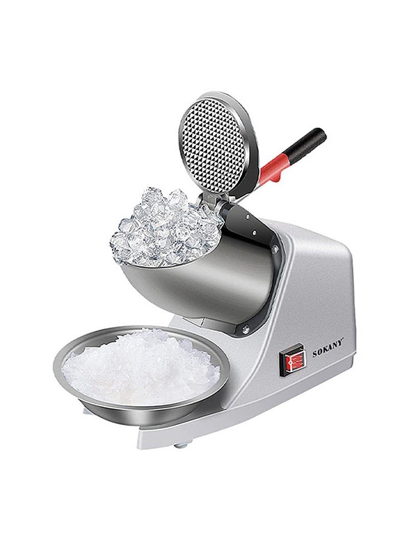 sokany Electric Ice Crusher Machine Electric Shaved Ice Machine Smoothie Machine for Home and Commercial Use 300W SK-777 Silver - Image 1