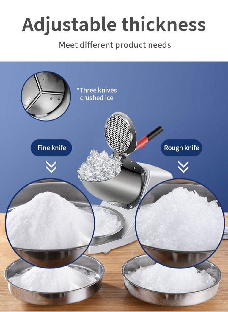 sokany Electric Ice Crusher Machine Electric Shaved Ice Machine Smoothie Machine for Home and Commercial Use 300W SK-777 Silver - Image 3