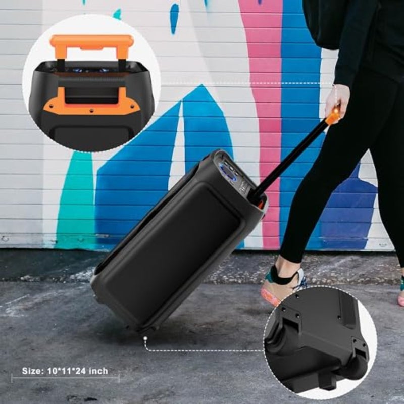 Karaoke Machine with 2 Wireless Microphones for Adults, 8" Subwoofer Big Bluetooth Speaker with 500W Peak Power, PA System with DJ Light - Image 5