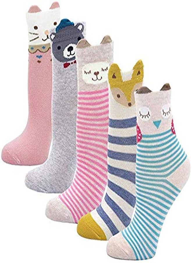 V4U Baby Boy's & Baby Girl's Cotton Socks Cute Animal Cartoon Socks Dog Cat Pattern Socks (Multicolour, Pack of 02)- (5-6 Years) - Image 1