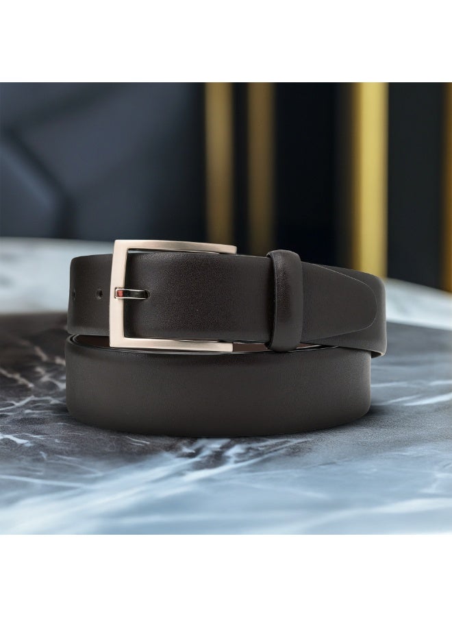 Mont Hawk Men's Genuine Italian Leather Belt – Brown Premium Dress & Casual Belt with Taiwan Alloy Steel Buckle, 35mm Formal Business Waist Belt for Men - Image 2