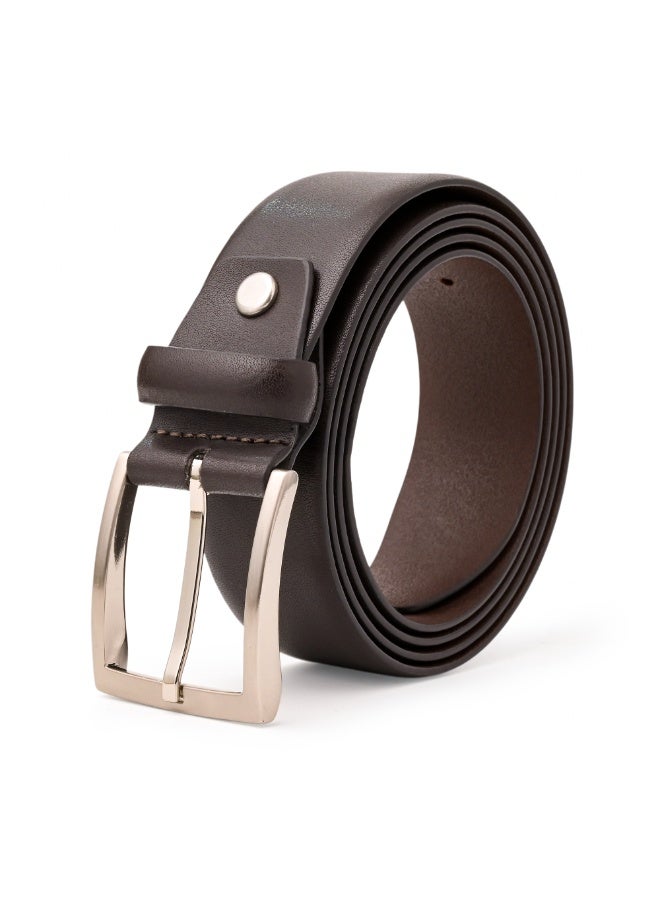 Mont Hawk Men's Genuine Italian Leather Belt – Brown Premium Dress & Casual Belt with Taiwan Alloy Steel Buckle, 35mm Formal Business Waist Belt for Men - Image 1