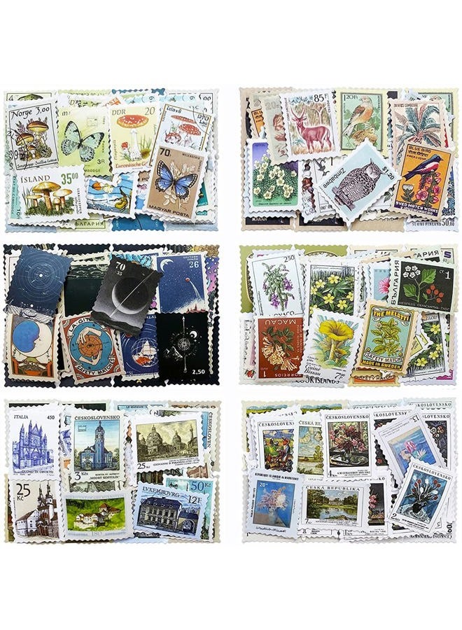 SIBLYMONA 276Pcs Vintage Postage Stamps Stickers Pack, Decorative Stamp Stickers, Adhesive Stickers for Scrapbooking Bullet Planners DIY Art Crafts Calendars Notebook Travel Journal - Image 1
