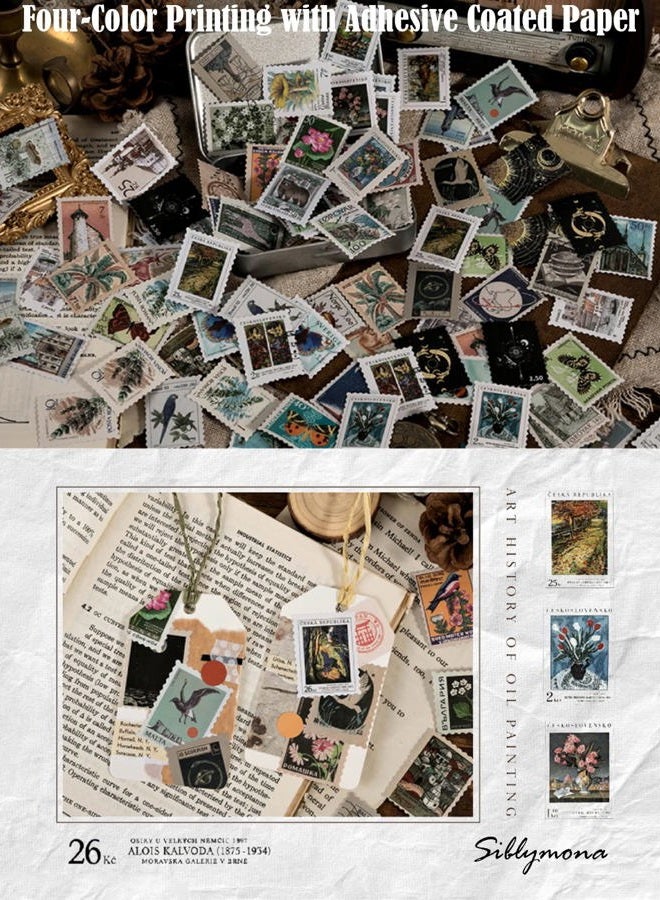 SIBLYMONA 276Pcs Vintage Postage Stamps Stickers Pack, Decorative Stamp Stickers, Adhesive Stickers for Scrapbooking Bullet Planners DIY Art Crafts Calendars Notebook Travel Journal - Image 5