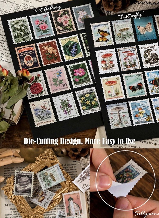 SIBLYMONA 276Pcs Vintage Postage Stamps Stickers Pack, Decorative Stamp Stickers, Adhesive Stickers for Scrapbooking Bullet Planners DIY Art Crafts Calendars Notebook Travel Journal - Image 4