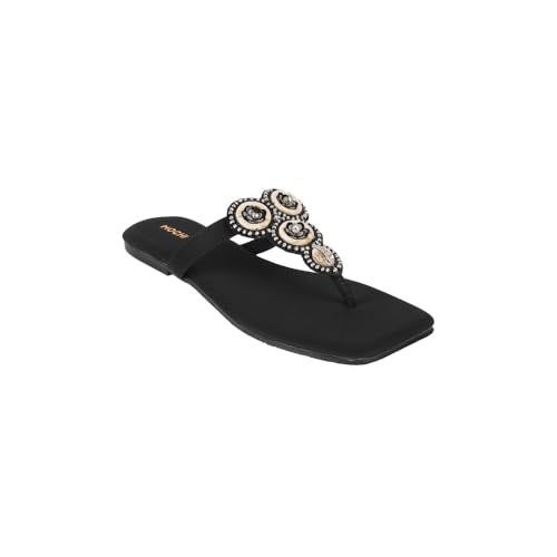Mochi Women Black Ethnic Flat Fashion Sandal UK/5 EU/38 (32-954) - Image 3