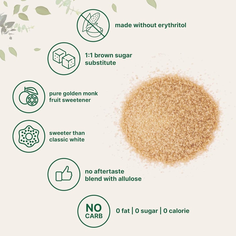 Micro Ingredients محلي فواكه الراهب الذهبي من مايكرو إنغريدينتس مع الأليوز، 2 رطل - بديل سكر بني خالي من السعرات الحرارية - Image 4