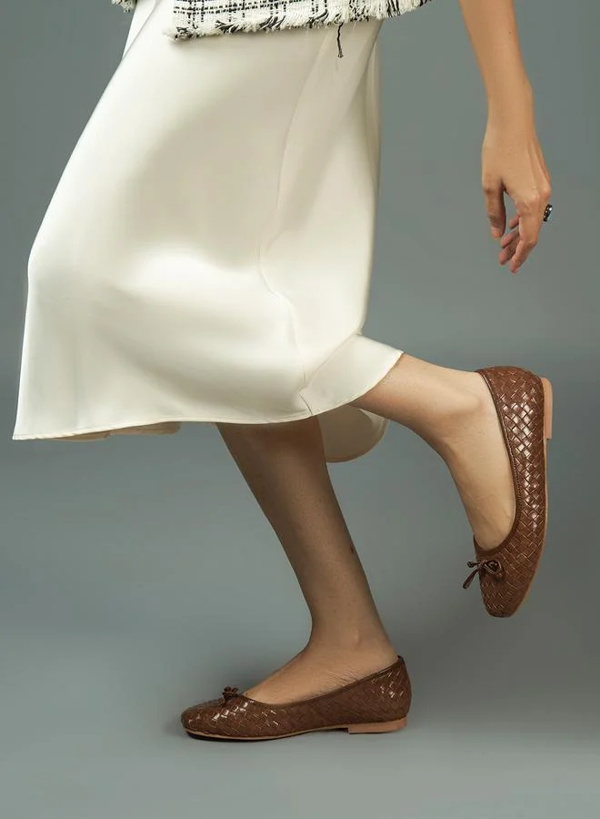 Take Two Basket Weave Design Leather Ballerina Shoes By Heel Your Sole