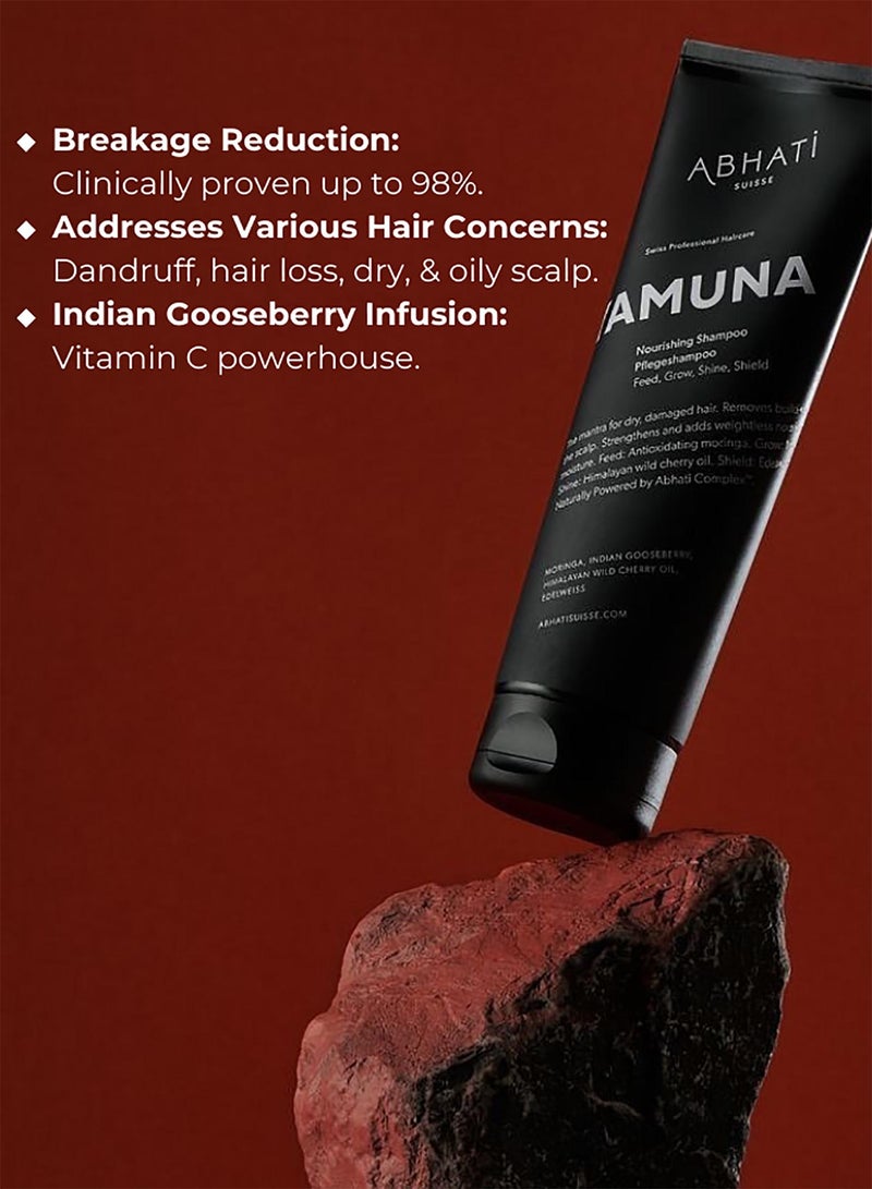 ABHATI Suisse YAMUNA Nourishing Shampoo 250ml + Free Gift | Detoxifying Herbal Shampoo for Soft, Strong & Healthy Hair - Image 2