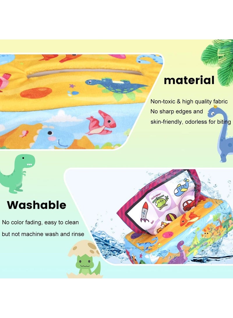 HALAMODO Baby Tissue Box Toy 0-12 Months, Montessori Toys with Soft Stuffed Crinkle Sensory Toys for 1 Year Old, Kids Learning Activity Box, Babies Boy Girl Developmental Gifts - Image 5