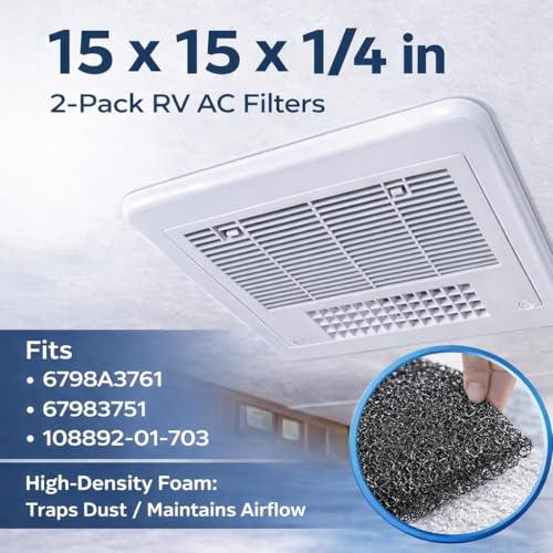 Wadoy RV AC Foam Filter Compatible with Coleman Winnebago15 x 15 x 14 inch2 Pack by Wadoy Air Conditioner Foam Filter Replace for 6798A3761 10889201703 - Image 3