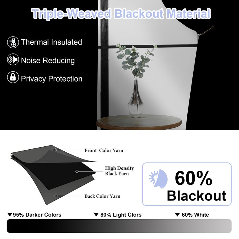 Simplebrand Ava Natural Short 36 Inches Blackout Curtain 2 Panels Set, Half Window Rod Pocket Privacy Curtain Tiers for Kitchen, Curtains Blackout for Bathroom Shades, W40 x L36 Inch, Natural - Image 2