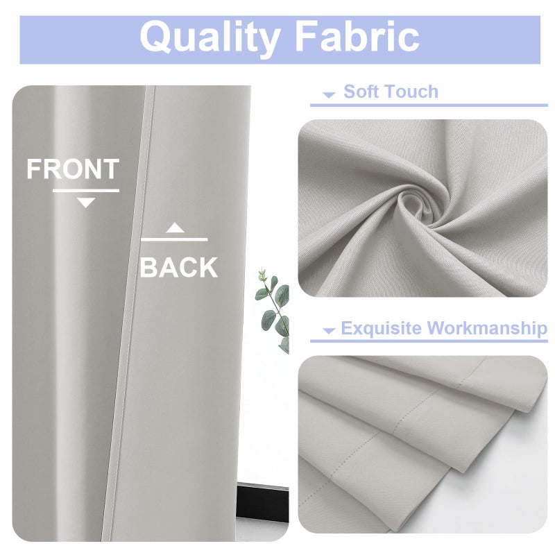 Simplebrand Ava Natural Short 36 Inches Blackout Curtain 2 Panels Set, Half Window Rod Pocket Privacy Curtain Tiers for Kitchen, Curtains Blackout for Bathroom Shades, W40 x L36 Inch, Natural - Image 3