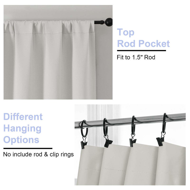Simplebrand Ava Natural Short 36 Inches Blackout Curtain 2 Panels Set, Half Window Rod Pocket Privacy Curtain Tiers for Kitchen, Curtains Blackout for Bathroom Shades, W40 x L36 Inch, Natural - Image 4