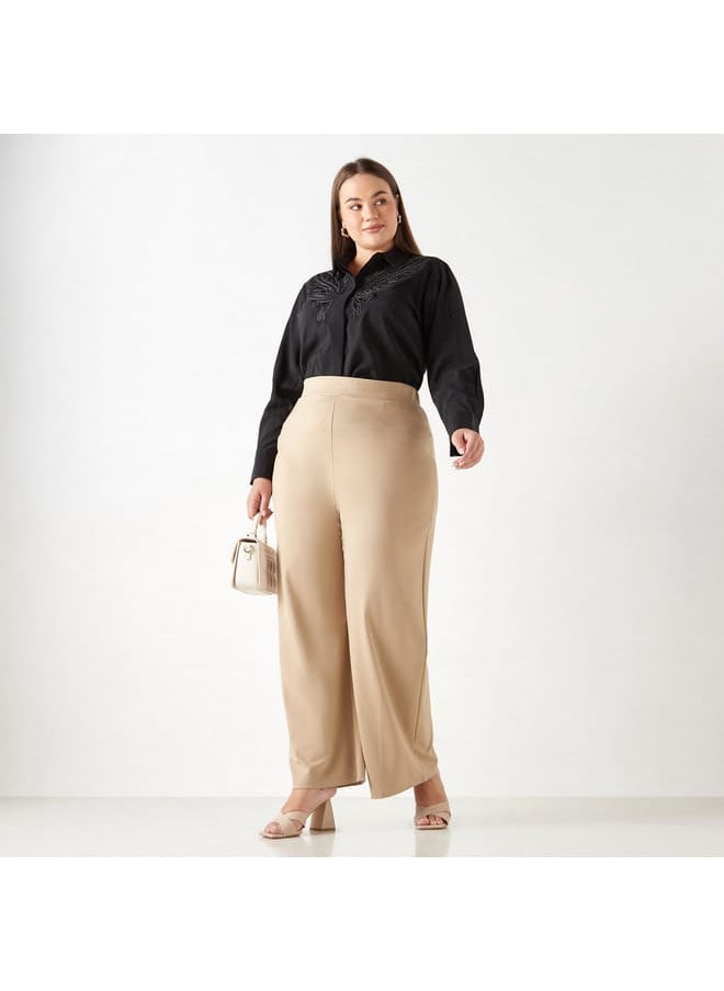 Ulla Popken Plus Size Ulla Popken Embroidered Shirt with Long Sleeves  - Image 2