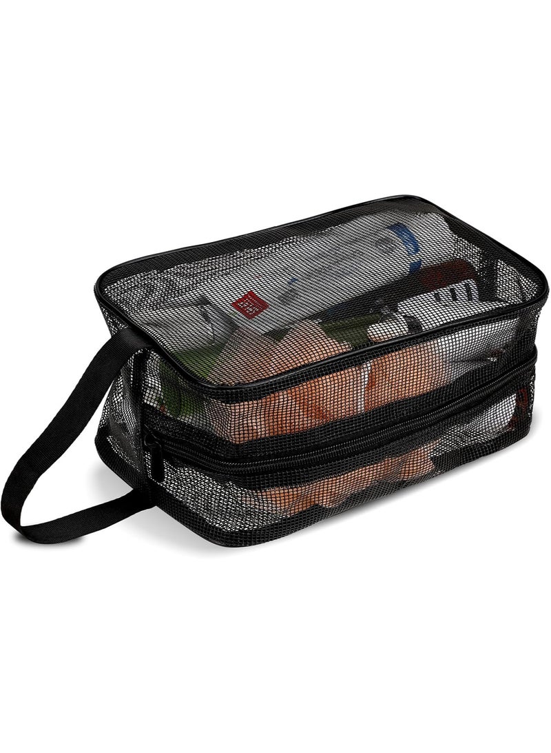 Mesh Beach Bag with Zipper,Mesh Shower Bag, Quick-Dry Gym Shower Bag for Gym Travel Camping College Dorm Room Bathroom - Image 1
