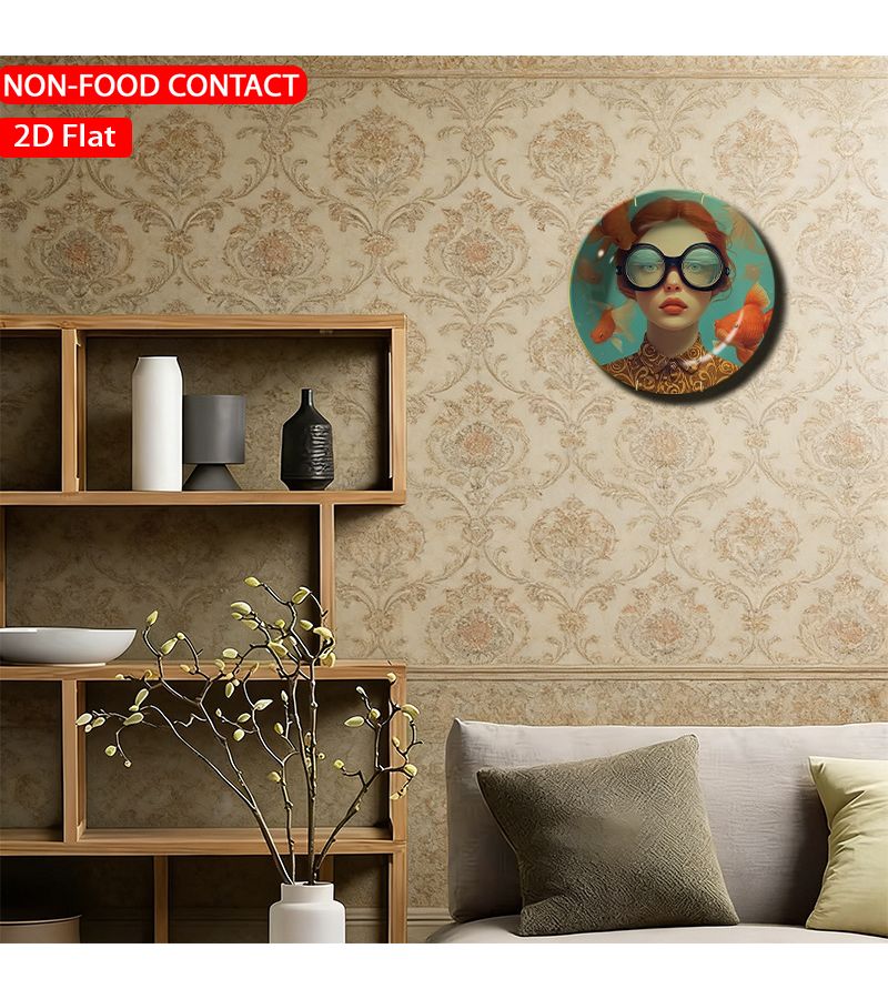 1pc Elegant Ceramic Decorative Plate 200mm Underwater Fashion Goggles Orange Theme Home Desk Ornament Living Room Bedroom Decor Suitable For Family Study Office Gift Holiday Decoration - Image 5