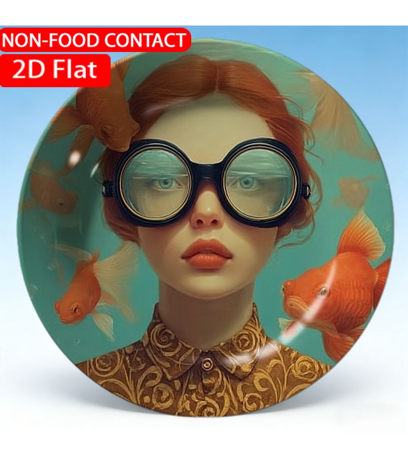 1pc Elegant Ceramic Decorative Plate 200mm Underwater Fashion Goggles Orange Theme Home Desk Ornament Living Room Bedroom Decor Suitable For Family Study Office Gift Holiday Decoration - Image 1
