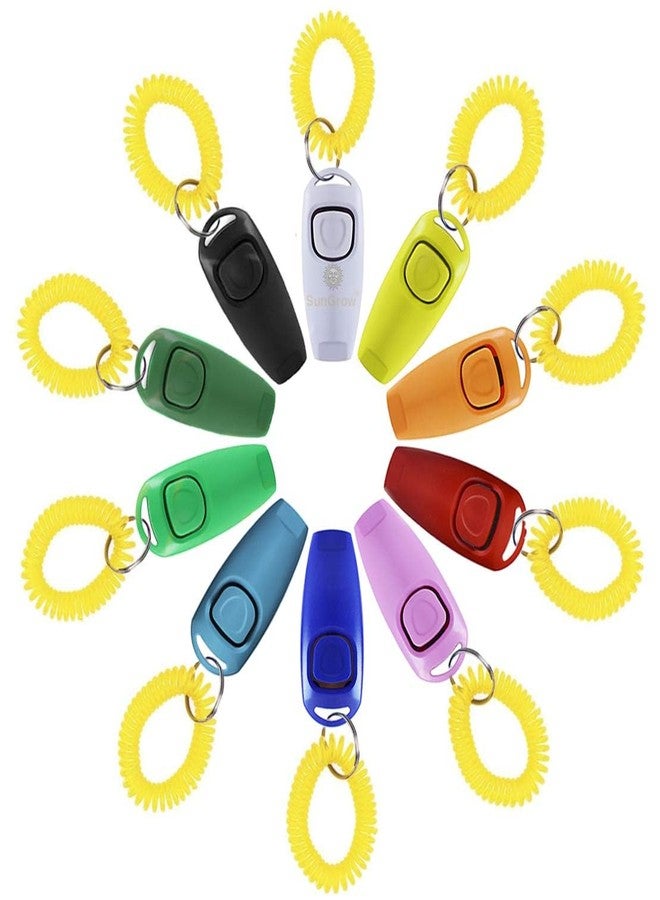 SunGrow Parrot Training Clickers with Black Wrist Strap, Pet Bird Clickers Training Kit, Flat Drop-Shape Button (Multicolored, 10) - Image 1