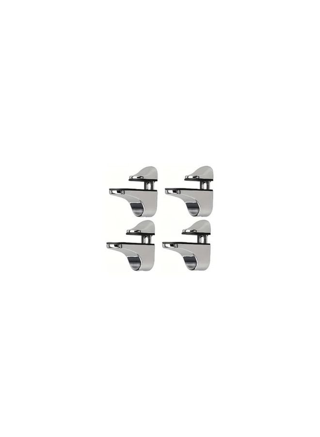 4pcs Glass Clamp Shelf Brackets Heavy Duty Adjustable Width Polished Chrome Finish - Image 1