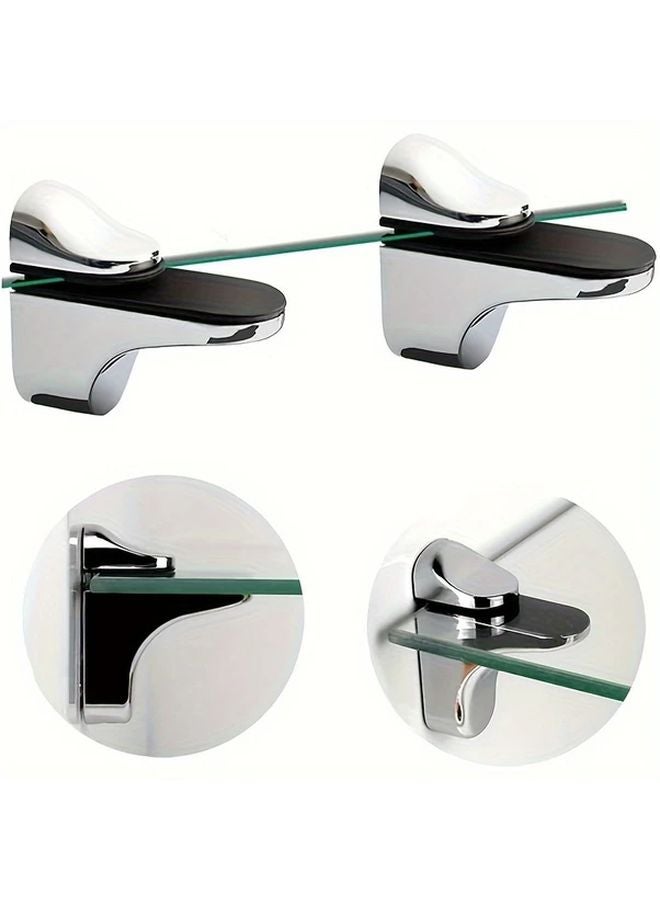 4pcs Glass Clamp Shelf Brackets Heavy Duty Adjustable Width Polished Chrome Finish - Image 3