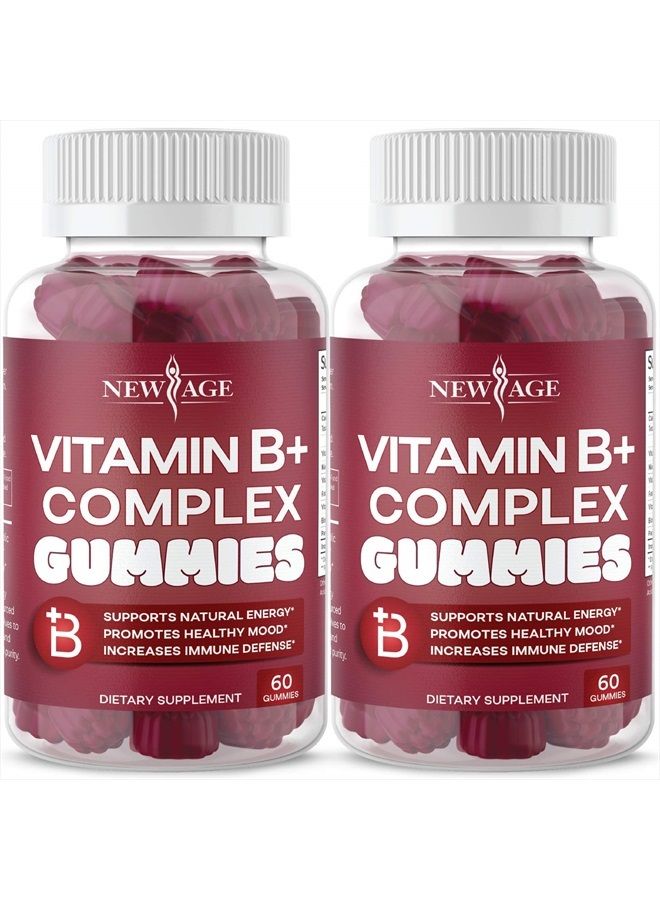 New Age Vitamin B Complex Gummies with Vitamin B3, B5, B6, B7, B9 & B12 – with Biotin, Folic Acid & Vitamin C – Gluten-Free, Vegan, Made in The USA! (120 Count (Pack of 2)) - Image 1