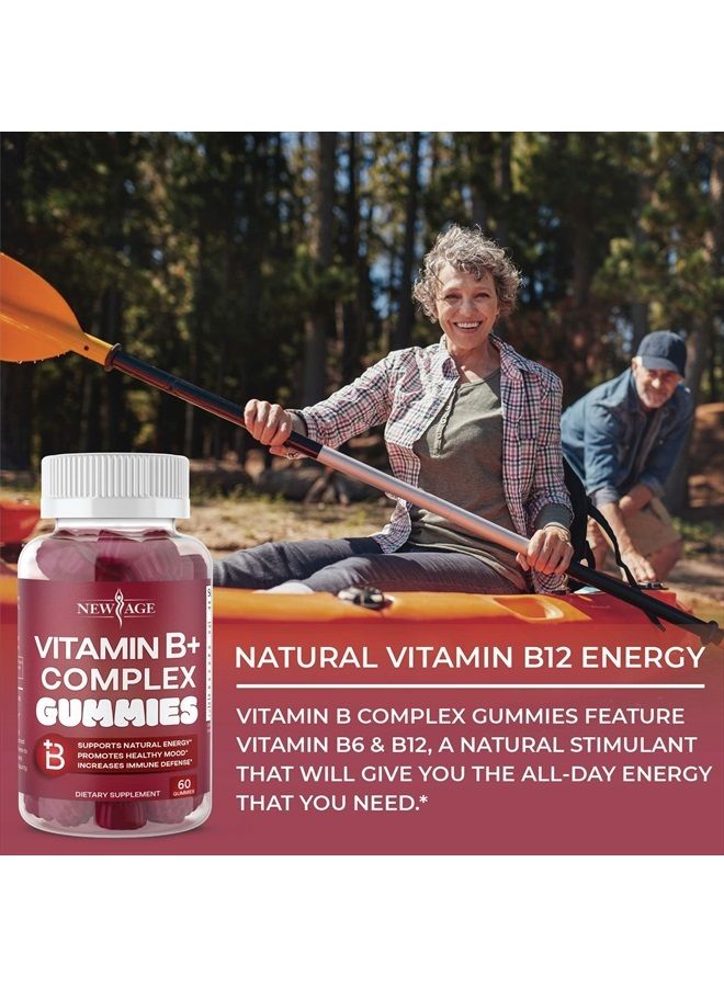 New Age Vitamin B Complex Gummies with Vitamin B3, B5, B6, B7, B9 & B12 – with Biotin, Folic Acid & Vitamin C – Gluten-Free, Vegan, Made in The USA! (120 Count (Pack of 2)) - Image 5