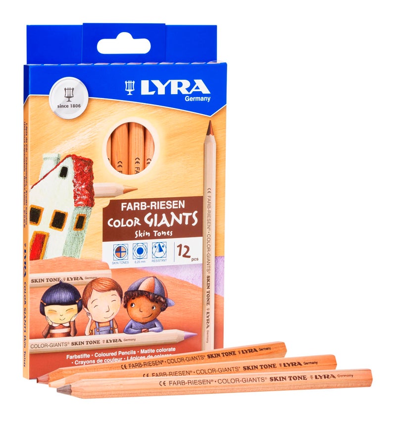 Lyra Color-Giants Skin Tone Colored Pencils - Set of 12 count colored pencils With A 6.25mm Core - Highly Pigmented Pencils for All Artists - Durable Color Pencils Set for Drawing Coloring and More - Image 2