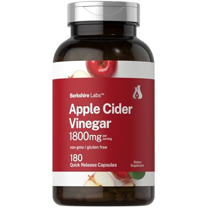 Horbäach Horbaach Apple Cider Vinegar Capsules | 1800mg | 180 Count | Non-GMO, Gluten-Free Supplement | by Berkshire Labs - Image 1