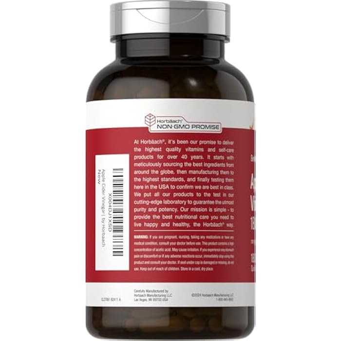 Horbäach Horbaach Apple Cider Vinegar Capsules | 1800mg | 180 Count | Non-GMO, Gluten-Free Supplement | by Berkshire Labs - Image 3