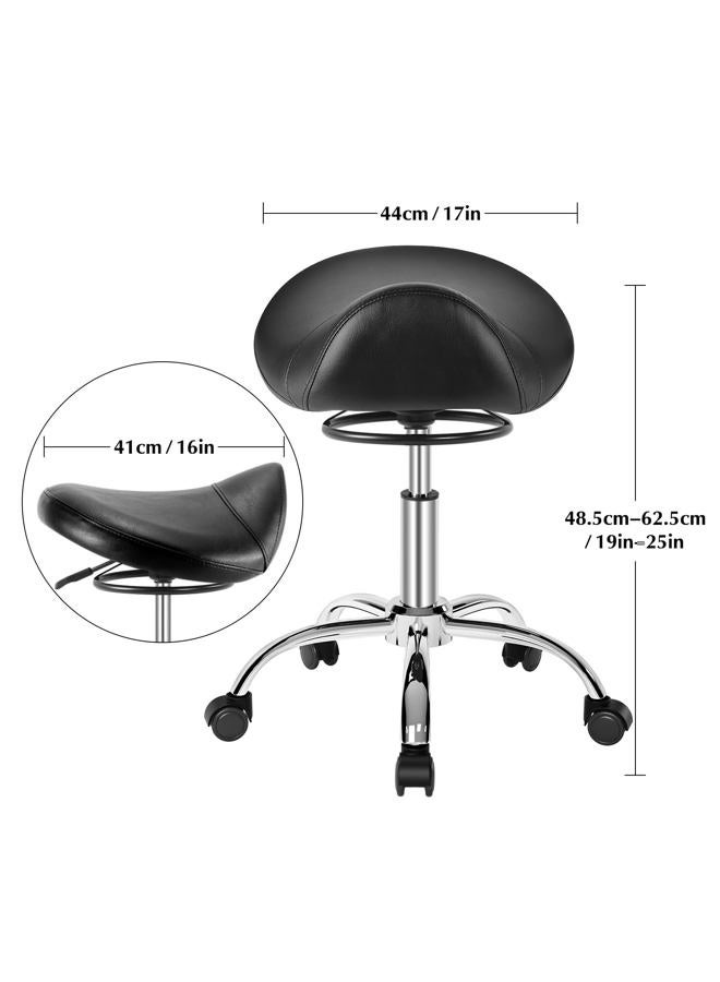 SALONFACTORY Adjustable Rolling Saddle Salon Stool - 400lbs Weight Capacity，360° Swivel，Thick Seat Padding，Saddle Chair with Wheels for Medical Massage Salon Kitchen Spa Drafting Nail-Tech - Image 2