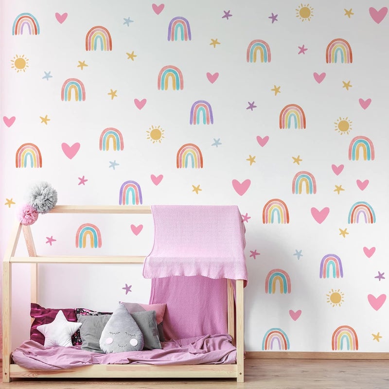 Epakh All-round unified build Epakh Rainbow Wall Decor - Stickers & Decals for Girls & Boys - Watercolor Rainbow Heart Sun Star Wall Stickers - Luminous Green Style Ergonomic build - Image 2