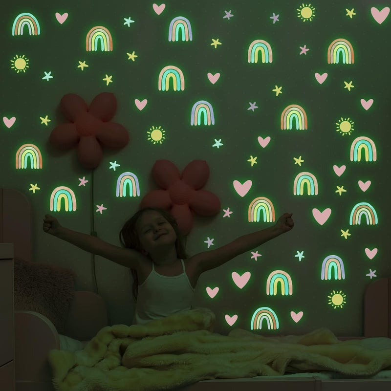 Epakh All-round unified build Epakh Rainbow Wall Decor - Stickers & Decals for Girls & Boys - Watercolor Rainbow Heart Sun Star Wall Stickers - Luminous Green Style Ergonomic build - Image 5